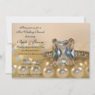 Invitación Anillo de Diamante Princesa Perlas Desayuno Brunch