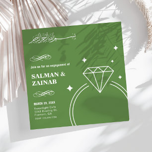 Invitación Anillo de Diamante Verde Compromiso Islámico Musul