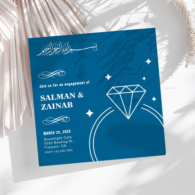Invitación Anillo de Diamantes Azul Compromiso Islámico Musul (Subido por el creador)