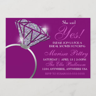 Invitación Anillo de diamantes, Bridal SHower, dijo que sí