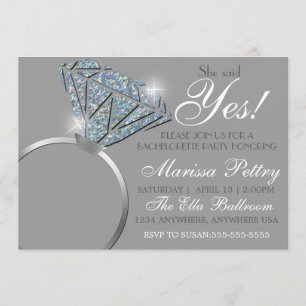 Invitación Anillo de diamantes, Despedida de soltera, ella di