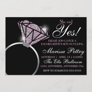 Invitación Anillo de diamantes, Despedida de soltera, ella di