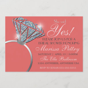 Invitación Anillo de diamantes, regalo de boda, ella dijo que