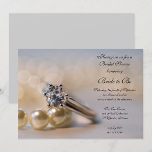 Invitación Anillo de diamantes y ducha de novia de perlas