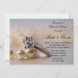 Invitación Anillo de diamantes y perlas Boda ensayo cena