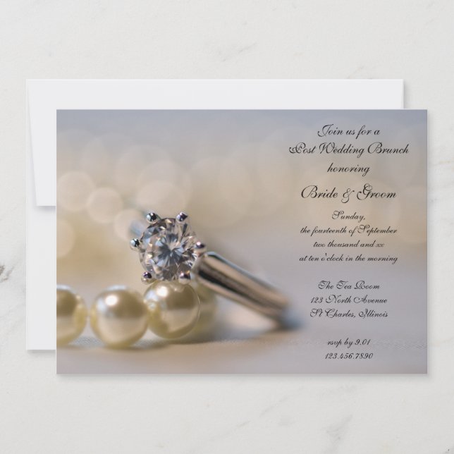 Invitación Anillo de Diamantes y Perlas Post Boda Brunch (Anverso)