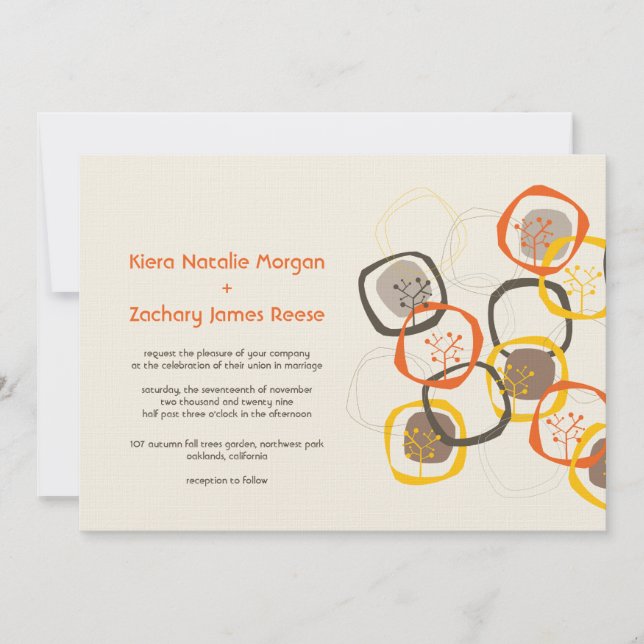 Invitación Anillo de los árboles de selva marrón boda otoño-o (Anverso)