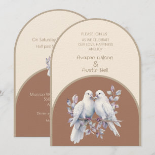 Invitación Anillo de palomas Mocha Mousse Luz Taupe Beige Arq