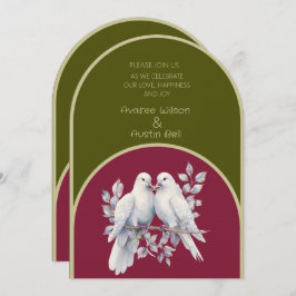 Invitación Anillo de palomas olivo verde borgoña amarillo arq
