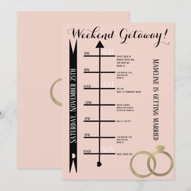 Invitación Anillo de papel de aluminio para fin de semana de  (Anverso / Reverso)