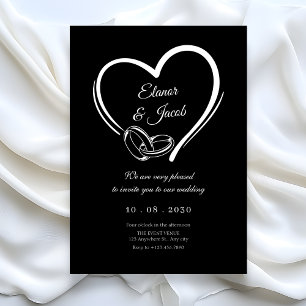 Invitación Anillo de pareja de boda corazón minimalista moder