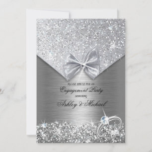 Invitación anillo de purpurina lentejuelas destellos plateado