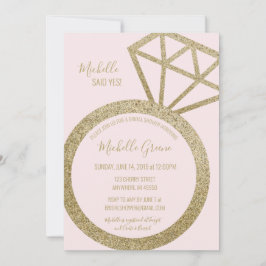 Invitación Anillo de Purpurinas rosados y dorados - ¡Dijo que