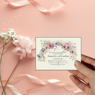 Invitación Anillo Elegante de Flores Acuarela Ensayo 