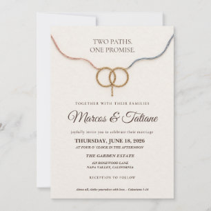 Invitación Anillo entrelazado minimalista rosa suave azul pol