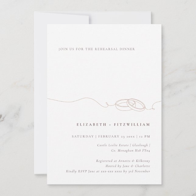 Invitación Anillo mínimo simple de Boda Anillo Rubor Ensayo C (Anverso)