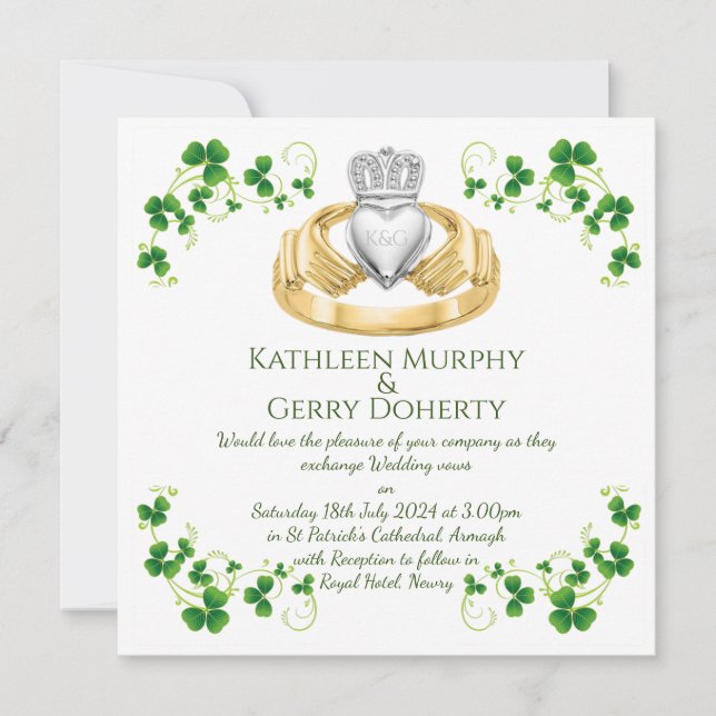 Invitación Anillo tradicional irlandés de ruedas y rocas de c (Anverso)