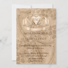 Invitación Anillo tradicional irlandés, Shamrock y Harp