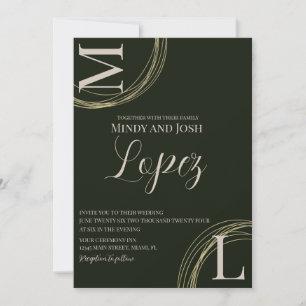 Invitación Anillos abstractos guión monograma boda 