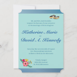 Invitación Anillos Boda Blueberry de dos tonos