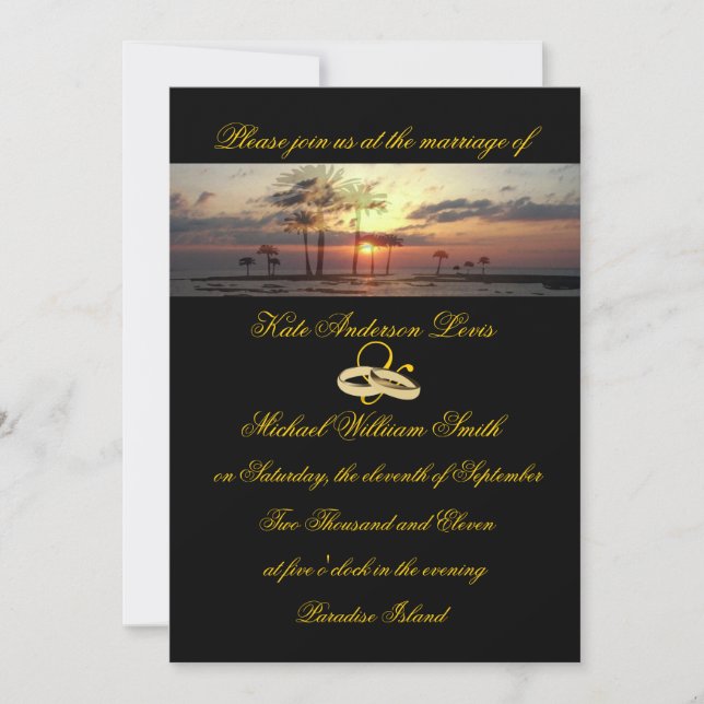 Invitación Anillos Bodas de la Isla Paradise (Anverso)