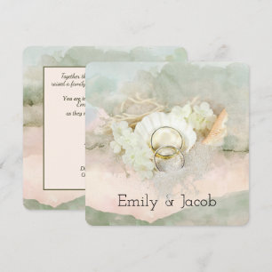 Invitación Anillos bodas en el corazón de la playa de Seashel