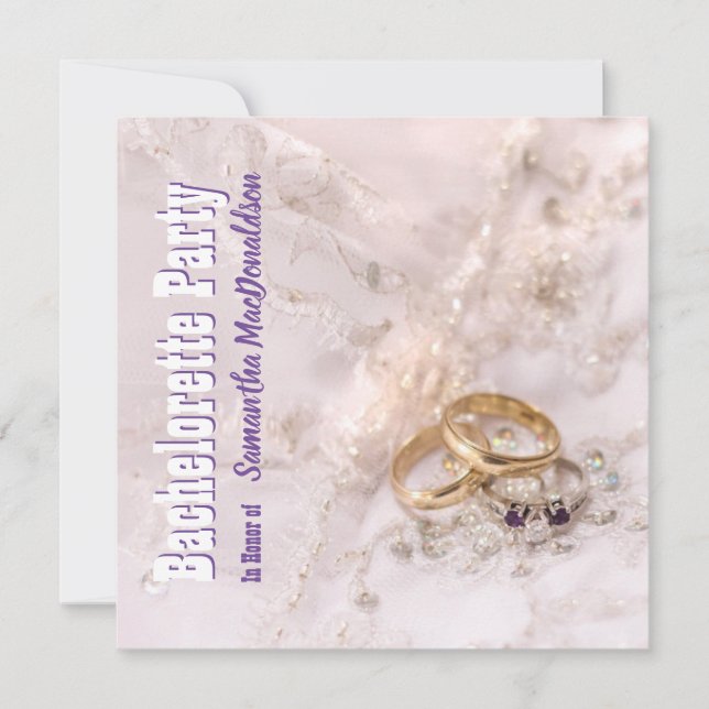 Invitación anillos bodas y fiesta de soltera (Anverso)