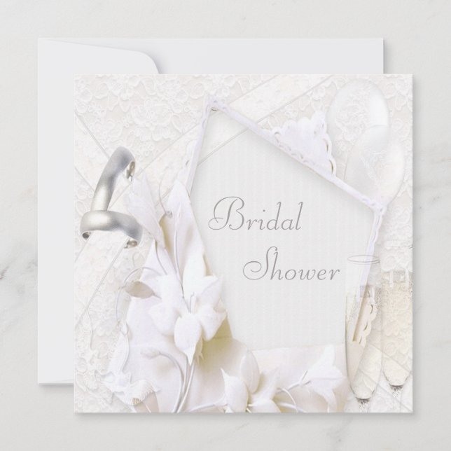 Invitación Anillos Bodas y lentes de champán Ducha nupcial (Anverso)