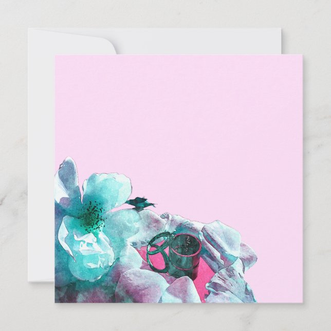 Invitación Anillos con pétalos de rosa blancos (Anverso)