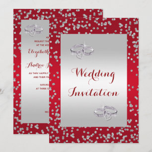 Invitación Anillos de boda con confeti y diamantes Boda