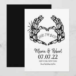 Invitación Anillos de boda de corazón de mano de esqueleto ne
