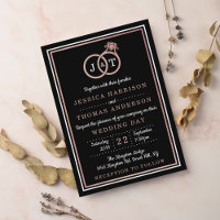 Anillos de boda de monograma con lámina de oro ros