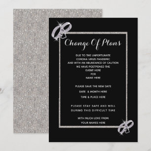 Invitación Anillos de boda de plata con diamantes Cambio de p