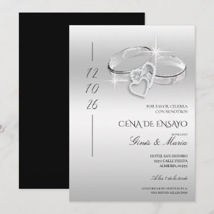 Invitación Anillos de Boda de Plata Españoles Cena de Ensayo