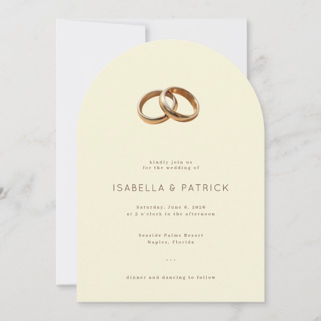 Invitación Anillos de boda elegantes beige (Anverso)
