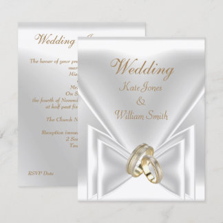 Invitación Anillos de Boda Elegantes de Oro Blanco