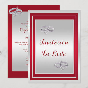 Invitación Anillos De Boda Elegantes De Plata Y Rojo is alrea