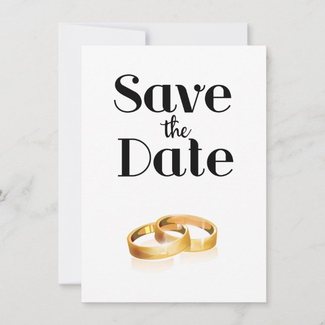 Invitación Anillos de boda Save the Date (Reverso)