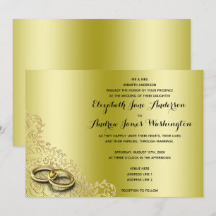 Invitación Anillos de boda y decorativos de oro con estilo