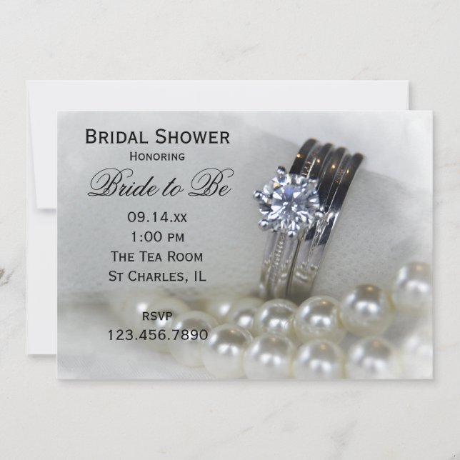 Invitación Anillos de Bodas de diamantes y ducha de novias de (Anverso)
