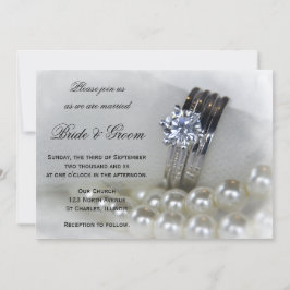 Invitación Anillos de diamantes y Boda de Perlas Blancas
