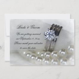 Invitación Anillos de diamantes y boda de perlas salvan la fe