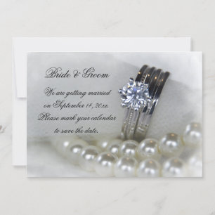 Invitación Anillos de diamantes y boda de perlas salvan la fe