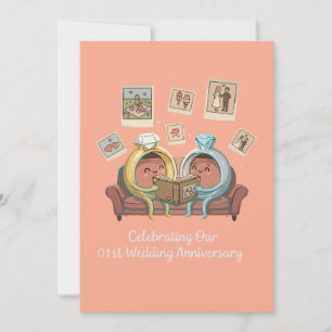 Invitación Anillos de Dibujos Animados Lindos para la Primera