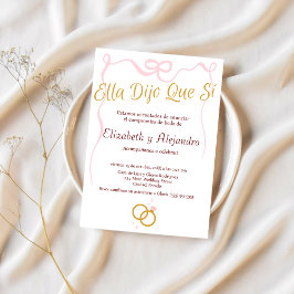 Invitación Anillos de lazo rosa delicado español Fiesta de co