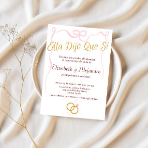 Invitación Anillos de lazo rosa delicado español Fiesta de co