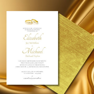 Invitación Anillos de oro boda Elegante Ensayo Cena