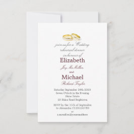 Invitación Anillos de oro elegante ensayo de boda cena