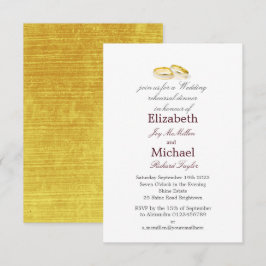 Invitación Anillos de oro elegante ensayo de boda cena