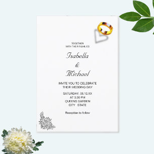 Invitación Anillos de oro en boda en blanco y negro